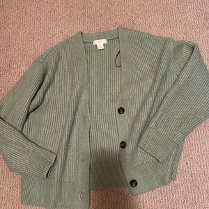 Y2K H&M Green Button Up Cardigan Sweater